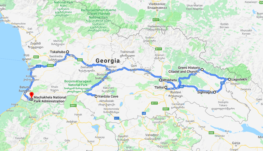 Georgia group tour green map