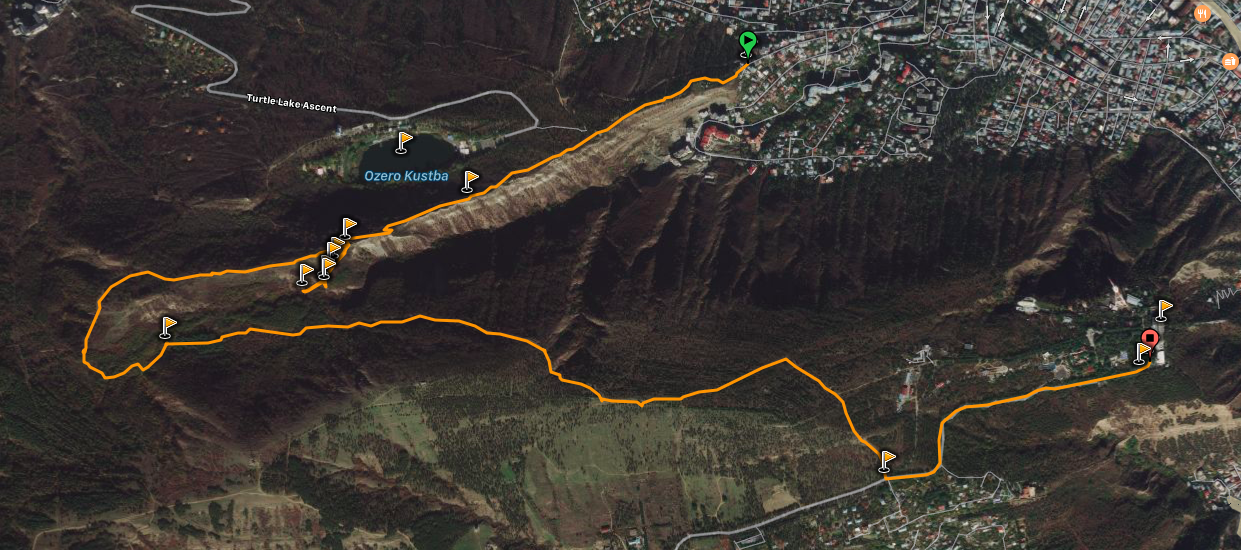 Map of the hiking route around Tbilisi